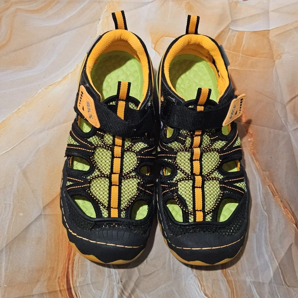 Skechers H2O Sport Boys Size 3 Water Shoes Black Orange Green SN92290L